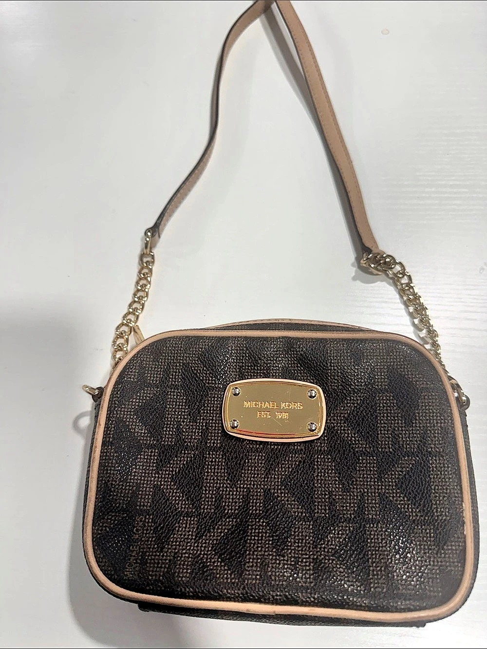 Michael Kors Large Logo Dome Crossbody Bag Brown & Black Crossbody Bag